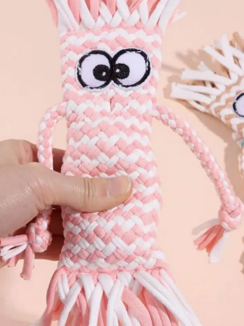 Bella Jaxony Soft Pink Fringed Squeaky Funny Character Three Toy Gift Packaged